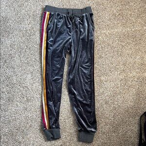 Velvet Joggers with Striped Sides